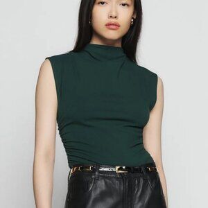 Reformation Lindy Knit Top in Forest (Size XS)